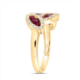 1/3CTW-DIA ANA M 3/4CTW RD-RU NAT GEM RING